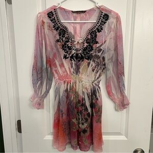 Mushka By Sienna Rose Sheer Floral Blouse Y2K